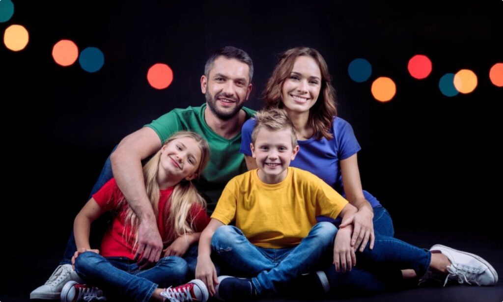 adhd in adults - happy family sitting on floor