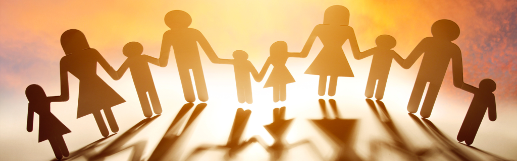 Paper cut of of family holding hands