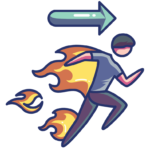 Drawing of man running on fire implying hyper activity